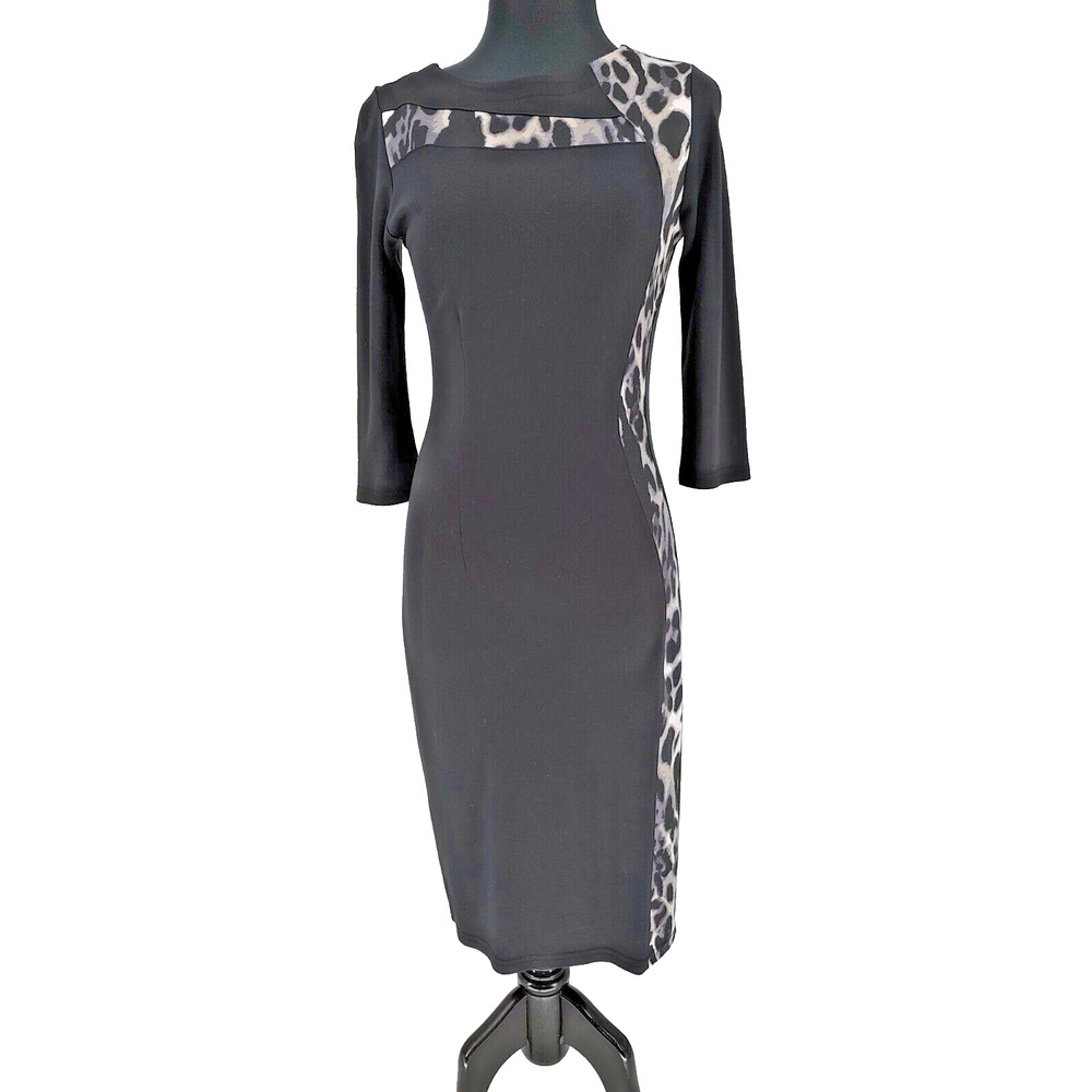 Artex Fashion Woman's Sheath Animal Print Size SP Dress Vintage Back Exposed Zip